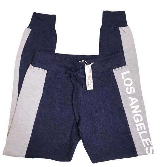 Soul cycle x Sundry navy pull on joggers medium